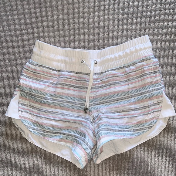 Women’s White Striped Athletic Shorts - Picture 3 of 6